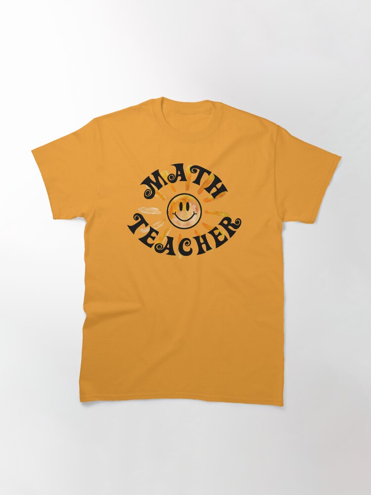 Thumbnail 2 of 7, Classic T-Shirt, Groovy Math Teacher Happy Face Sunshine Gift designed and sold by heartsake.