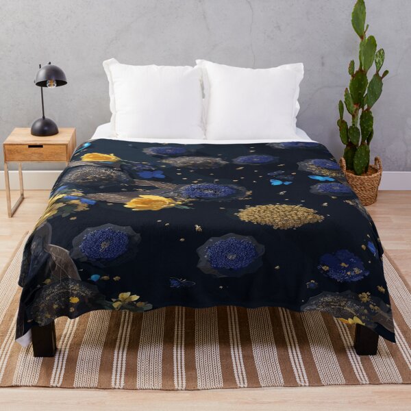 Item preview, Bees and Vibrant Flowers on Glossy Blue-Black Background designed and sold by AFUNARTZ.
