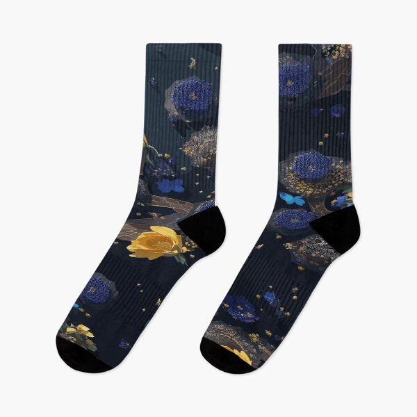 Item preview, Bees and Vibrant Flowers on Glossy Blue-Black Background designed and sold by AFUNARTZ.