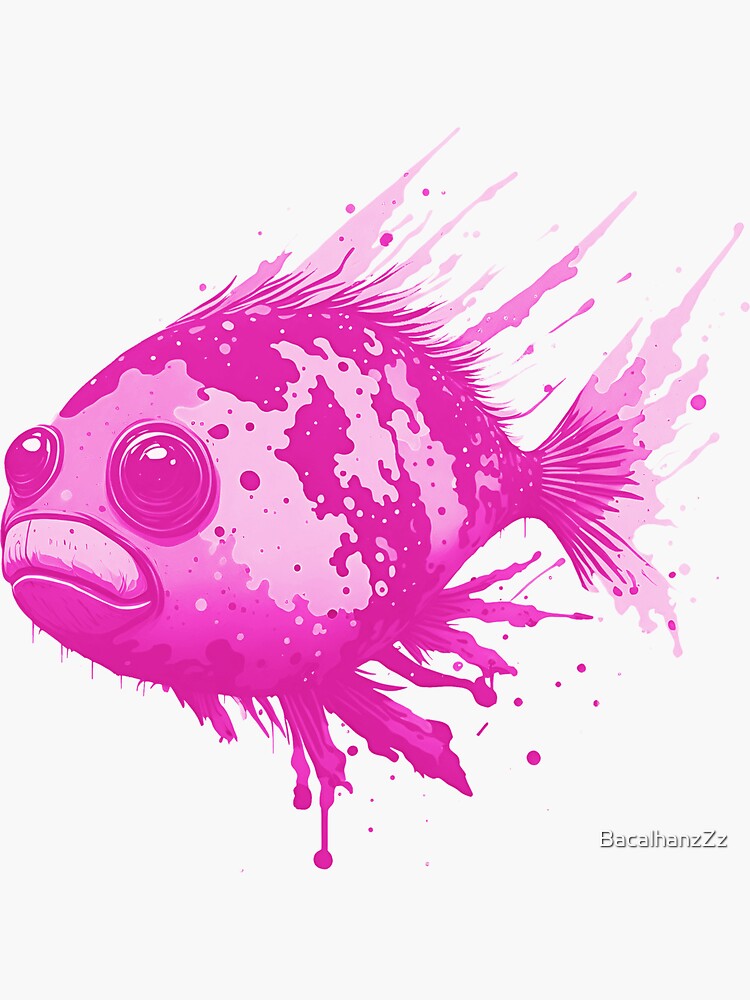 Hot pink derp fish Sticker for Sale by BacalhanzZz