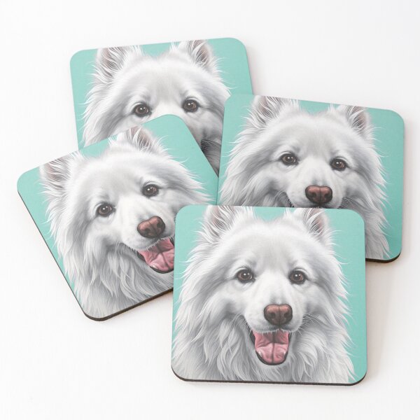 Item preview, Smiling Samoyed White Dog Painting designed and sold by Pop Zoo.