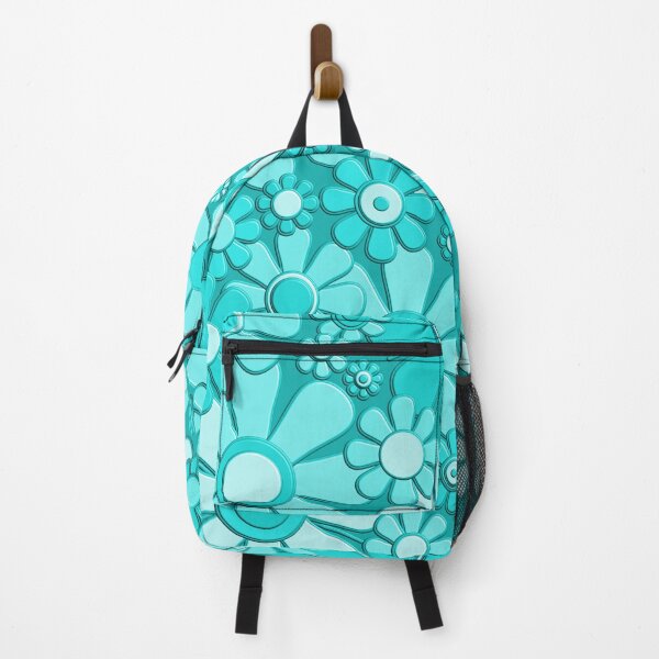 Item preview, Plastic Flowers Retro 60s 70s Floral Pattern Print in Light Turquoise designed and sold by kierkegaard.