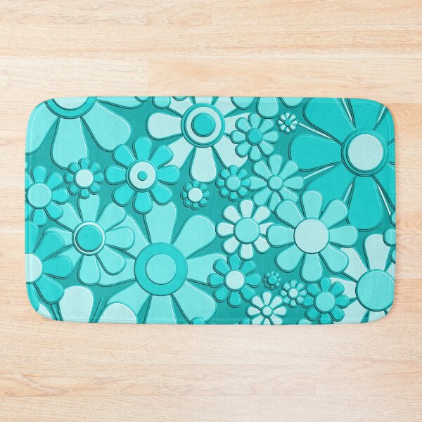 Item preview, Plastic Flowers Retro 60s 70s Floral Pattern Print in Light Turquoise designed and sold by kierkegaard.