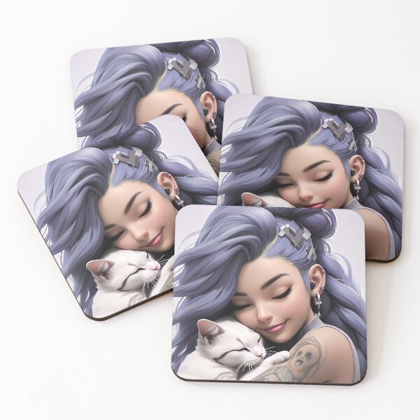 Item preview, Anime girl with cute kitty designed and sold by VanGalt.
