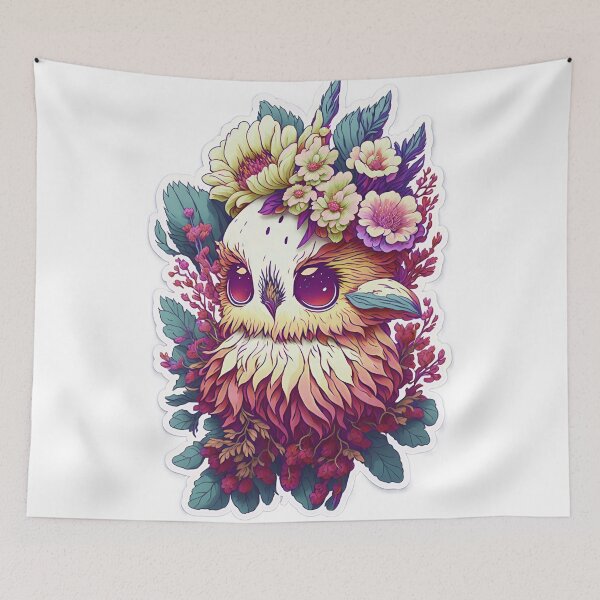 Item preview, Cute Adorable Red Fire Owl In Flowers designed and sold by IHeartArts.