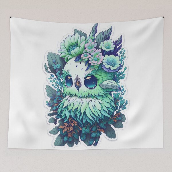 Item preview, Cute Adorable Green Owl In Flowers designed and sold by IHeartArts.