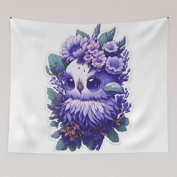 Item preview, Cute Adorable Dark Vibrant Blue Owl In Flowers designed and sold by IHeartArts.