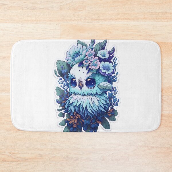 Item preview, Cute Adorable Light Blue Owl In Flowers designed and sold by IHeartArts.