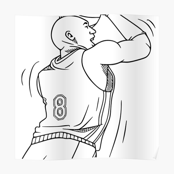 Kobe Bryant Poster Los Angeles Lakers Basketball Fans Drawing Art