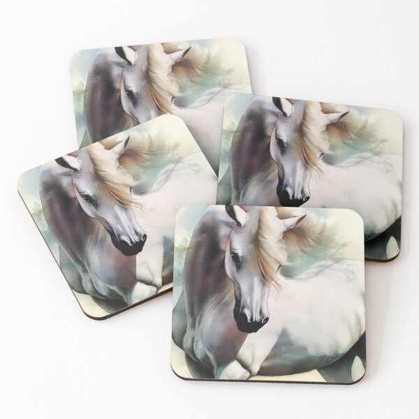 Item preview, Expressive White Horse Watercolor designed and sold by JohnsonGallery.