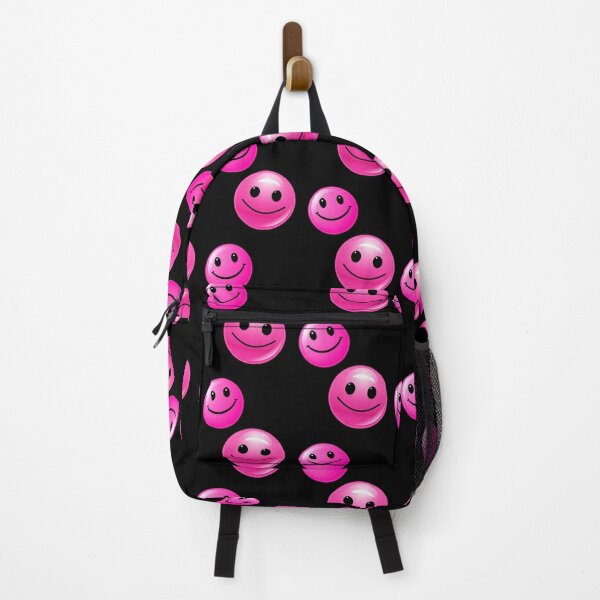 Hot Pink Dripping Smiley Backpack