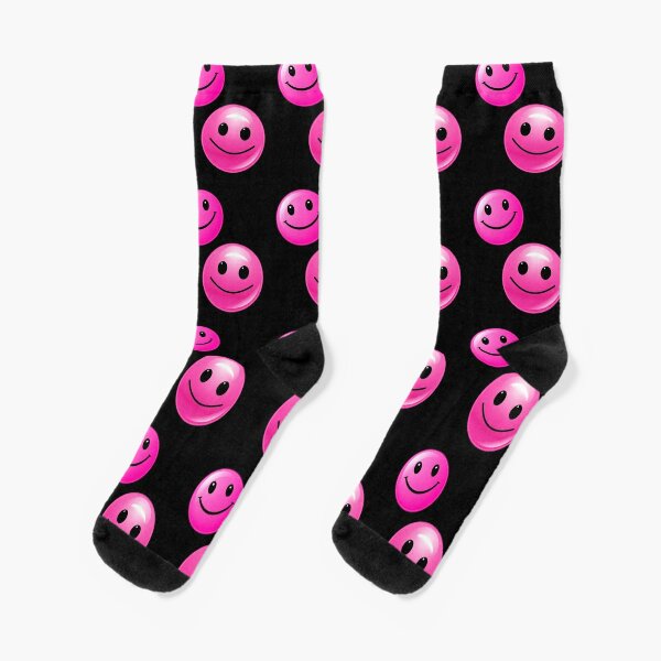 Pink Smiley Face Socks for Sale