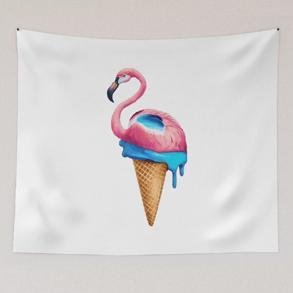 Item preview, flamingo with icecream  designed and sold by DeluxBee.