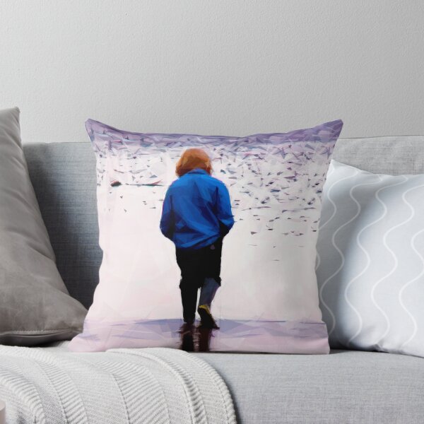 Item preview, Lone girl walking away on a beach. Image created using geometric shapes designed and sold by EdgyEdgeArt.