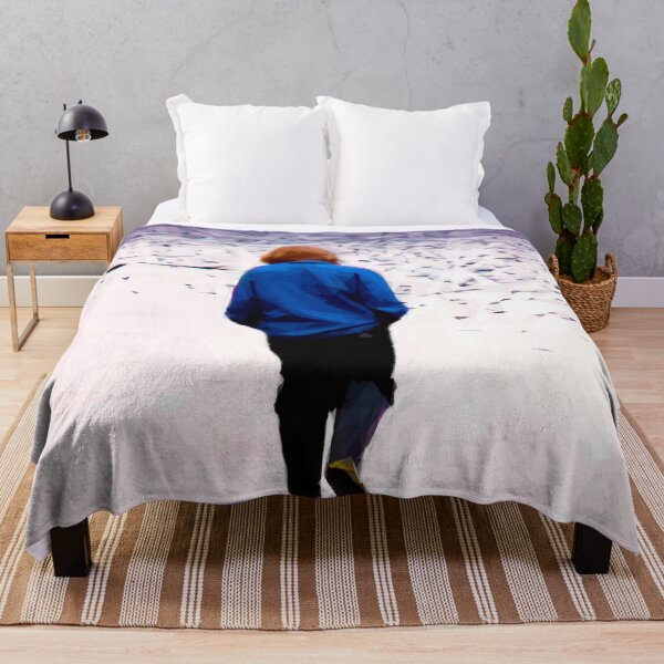 Item preview, Lone girl walking away on a beach. Image created using geometric shapes designed and sold by EdgyEdgeArt.
