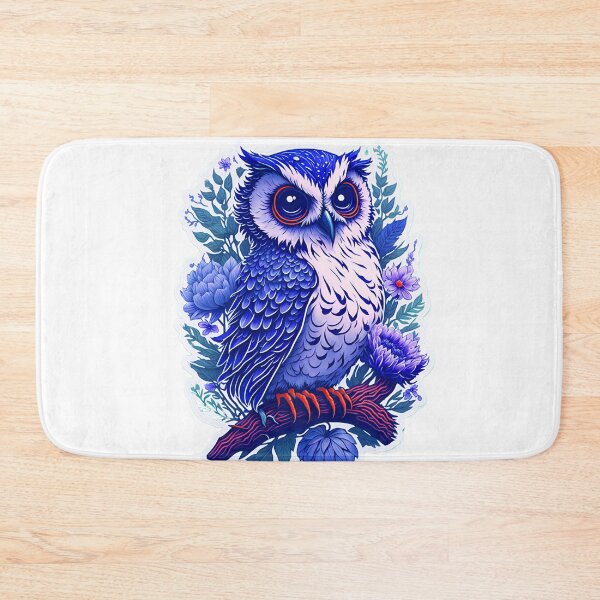Item preview, Cute Adorable Dark Blue Owl In Flowers On Branch designed and sold by IHeartArts.