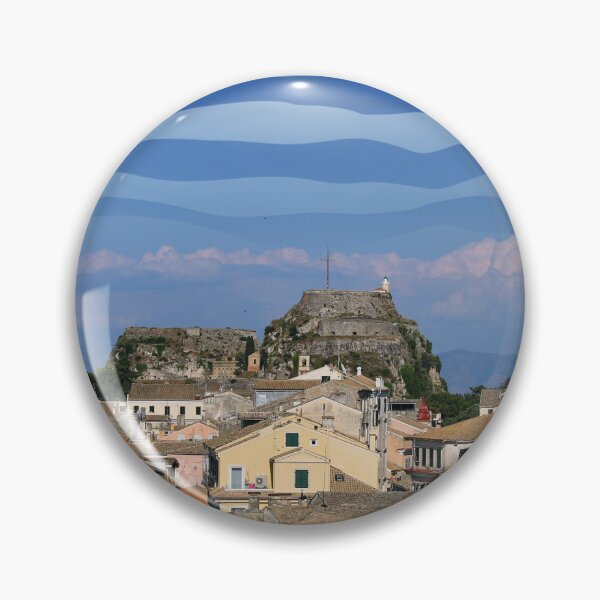 Item preview, Old town Corfu and greek flag in the sky designed and sold by goceris.