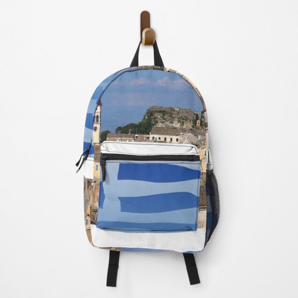Item preview, Old town Corfu and greek flag in the sky designed and sold by goceris.