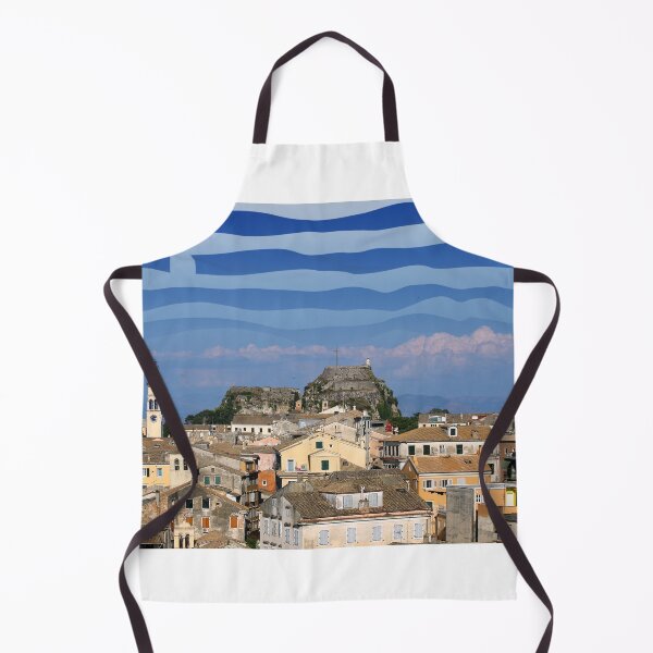 Item preview, Old town Corfu and greek flag in the sky designed and sold by goceris.