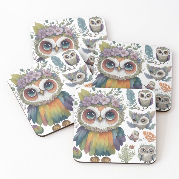 Item preview, Rainbow owlet, colorful owl, night owl rainbow feathers designed and sold by Piniatá P.