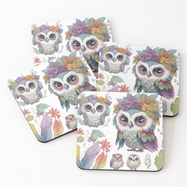 Item preview, Rainbow owlet, colorful owl, night owl rainbow feathers designed and sold by Piniatá P.