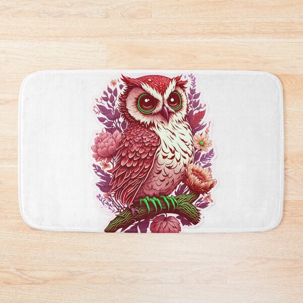Item preview, Cute Adorable Dark Red Owl In Flowers On Branch designed and sold by IHeartArts.