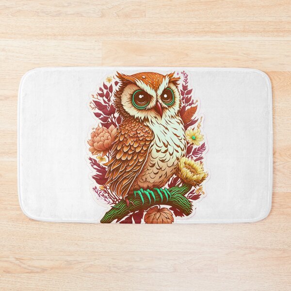Item preview, Cute Adorable Dark Orange Owl In Flowers On Branch designed and sold by IHeartArts.