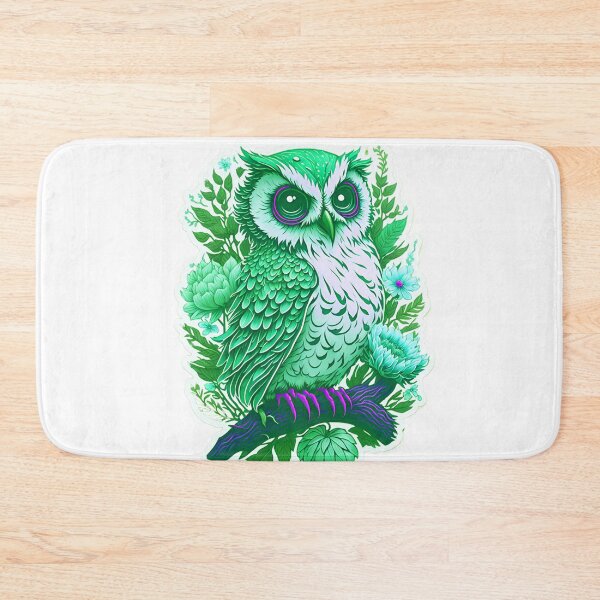 Item preview, Cute Adorable Dark Green Owl In Flowers On Branch designed and sold by IHeartArts.