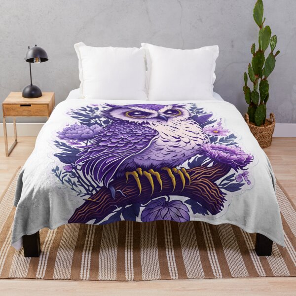 Item preview, Cute Adorable Dark Purple Owl In Flowers On Branch designed and sold by IHeartArts.