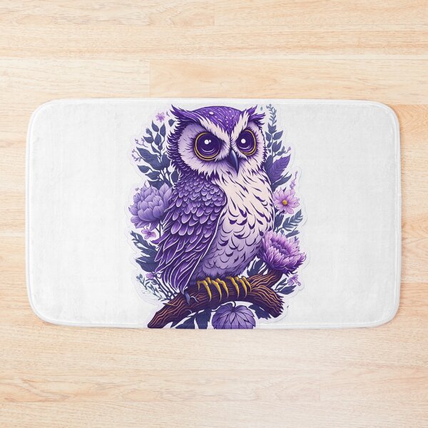 Item preview, Cute Adorable Dark Purple Owl In Flowers On Branch designed and sold by IHeartArts.