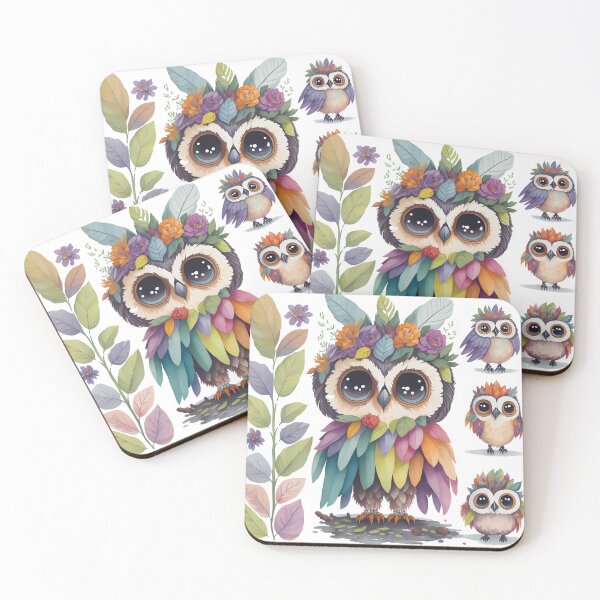 Item preview, Rainbow owlet, colorful owl, night owl rainbow feathers designed and sold by Piniatá P.
