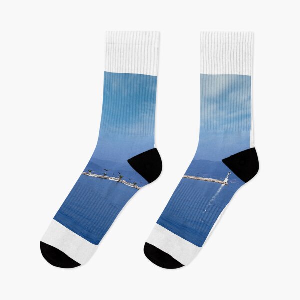 Item preview, small white boats and blue sea in the harbor Nafplio Greece designed and sold by goceris.