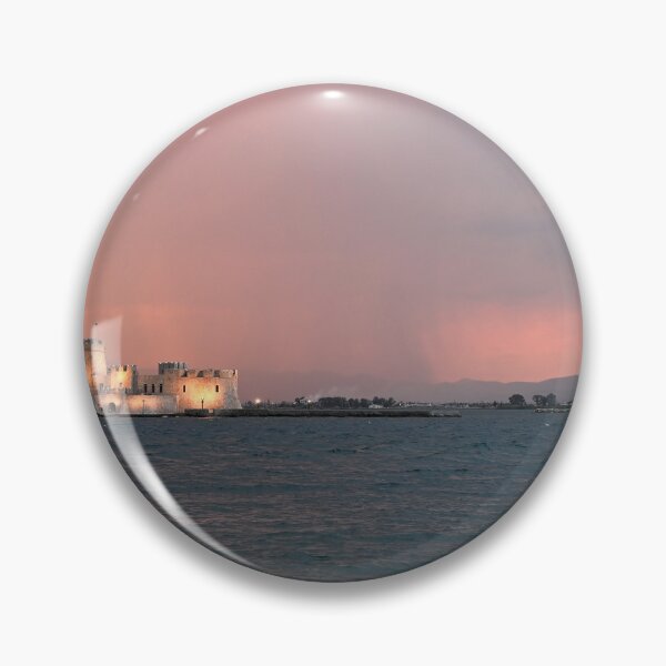 Item preview, stormy sky and sunset over the castle Bourtzi in Nafplio, Peloponnese, Greece designed and sold by goceris.