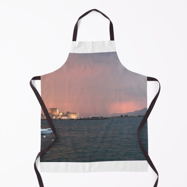 Item preview, stormy sky and sunset over the castle Bourtzi in Nafplio, Peloponnese, Greece designed and sold by goceris.