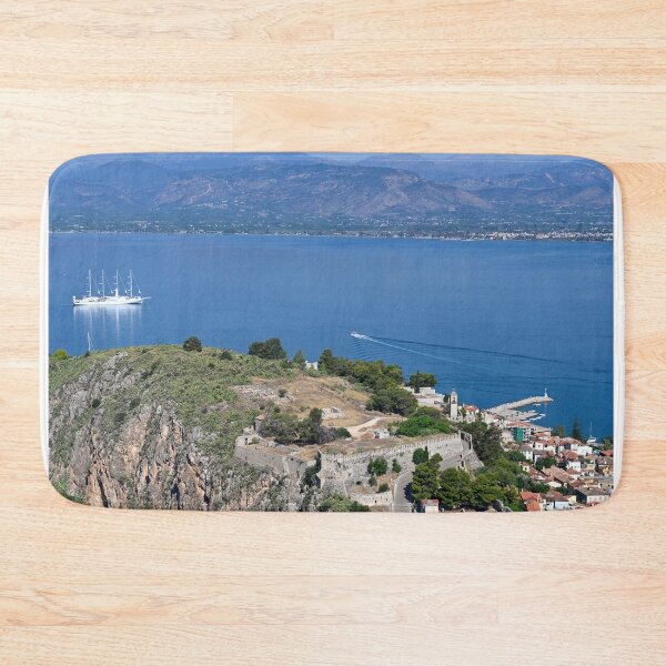 Item preview, Acronafplia castle and sailing ship in Nafplio, Peloponnese, Greece designed and sold by goceris.