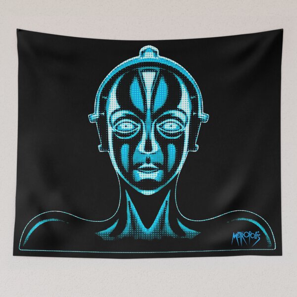 Item preview, METROPOLIS. ROBOT MARIA. HALFTONE. BLUE ON BLACK. designed and sold by 5hertz.