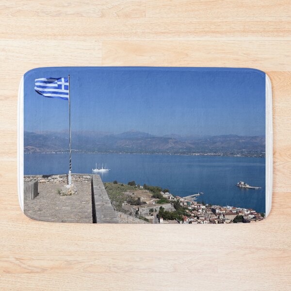 Item preview, Greek flag on the Palamidi fortress in Nafplio, Peloponnese, Greece designed and sold by goceris.