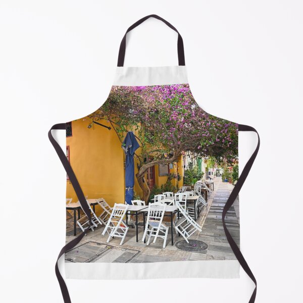 Item preview, Restaurant and houses in the narrow streets of Nafplion town with Bougainvillea flowers designed and sold by goceris.