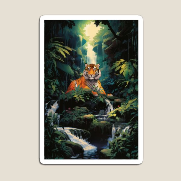 Aperçu de l'œuvre Un tigre à la cascade de la jungle créée et vendue par Earth Celebration Designs.