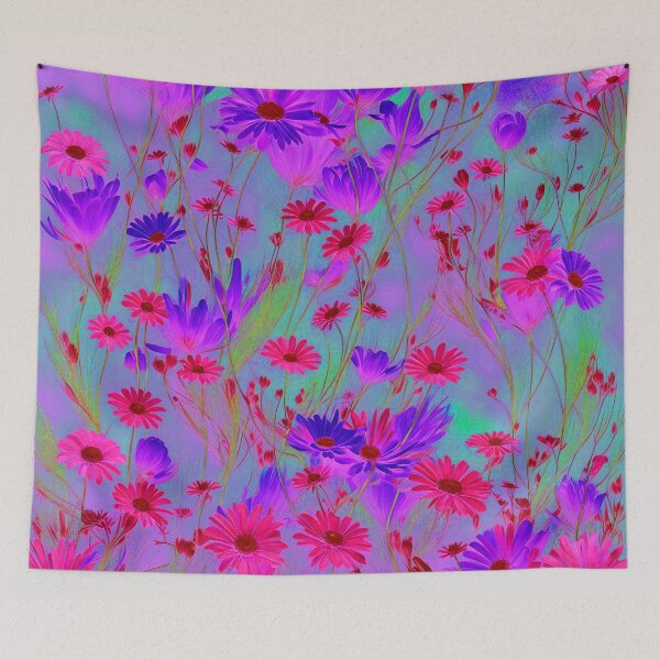 Item preview, Hot Pink Daisy Flowers all Wispy on a Colorful Background designed and sold by Beachy.