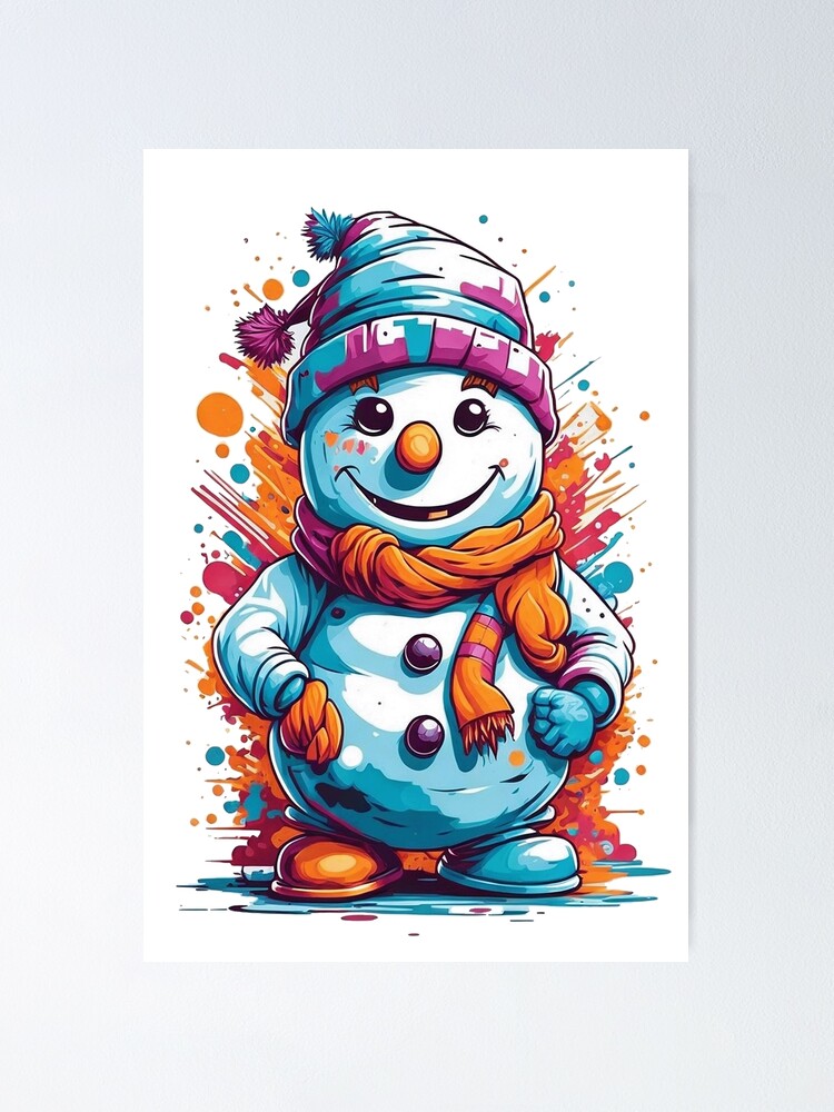 Urban Winter Wonderland: Colorful Graffiti Snowman