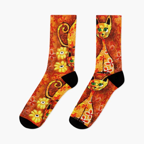 Item preview, 60s Flower Power Whimsical Abstract Cat designed and sold by oceanlady65.