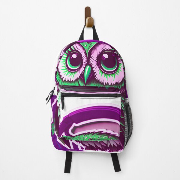 Item preview, Cute Adorable Owl Wearing Headphones Rainbow Colorful Pastel Vibrant Purple Dark designed and sold by IHeartArts.