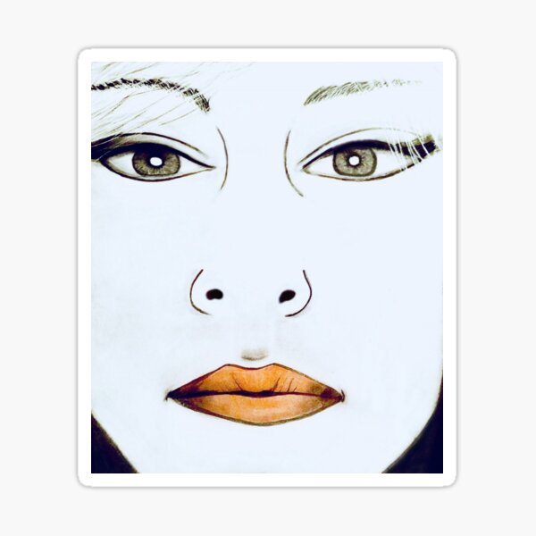 1980s Retro Art Face Drawing Sticker