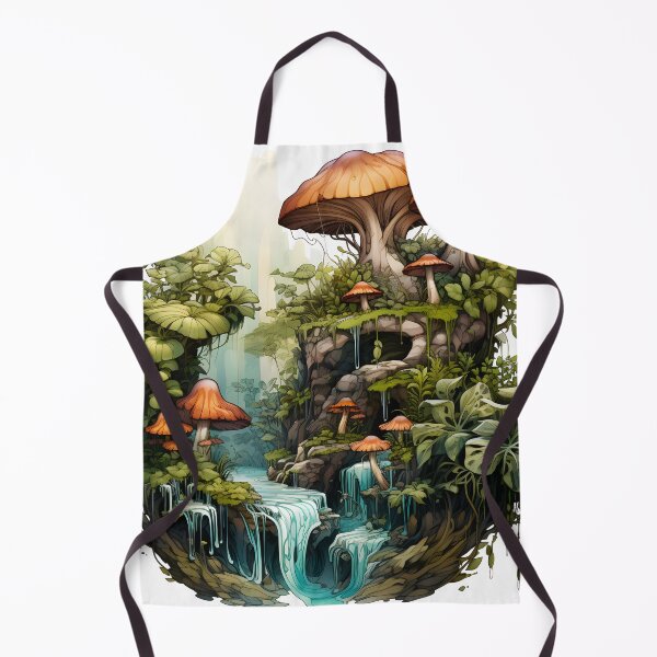 Item preview, Enchanted Cascade Forest Art Print | Waterfall, Green Forest, Colorful Biomorphic Forms, Mushroomcore designed and sold by Artistically-T.
