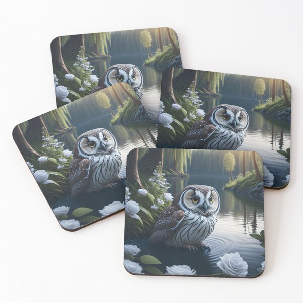Item preview,  Captivating Cute Owl in a Sunlit Forest with White Roses designed and sold by T-shirtMill.