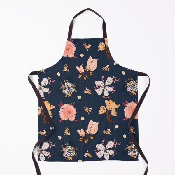Item preview, Cottagecore Flowers on Navy Blue Background designed and sold by Haunted Moon.