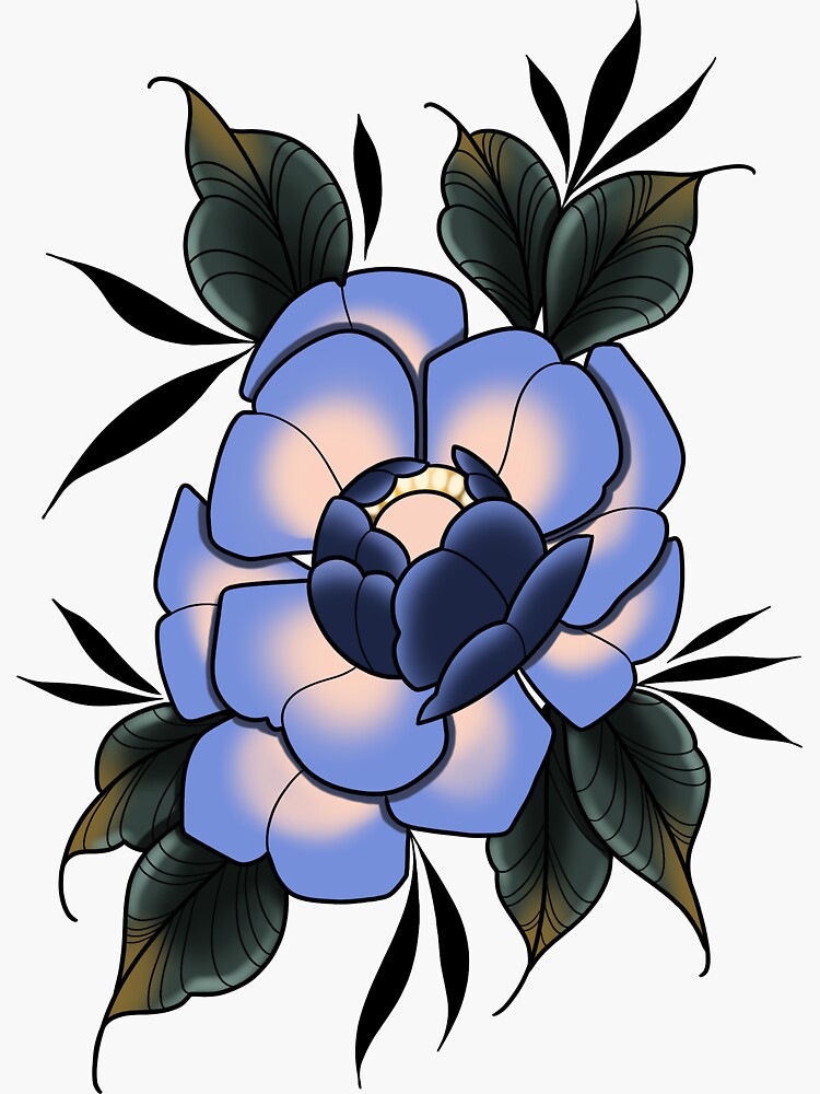 Thumbnail 3 of 3, Sticker, Blue Flower designed and sold by drybrittlebones.