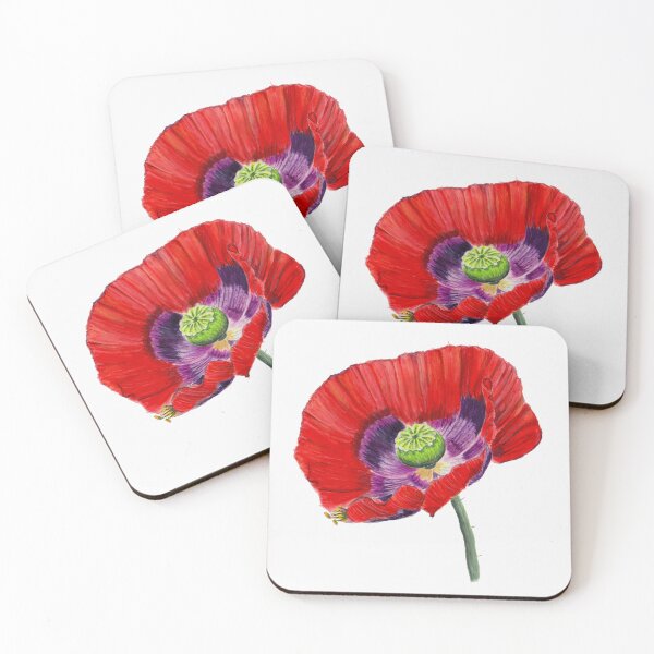 Artikelvorschau, Rote Mohnblumen-Aquarell entworfen und verkauft von BirdsNatureArt.