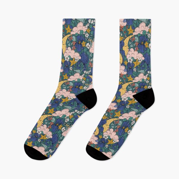 Item preview, sweet dreams moons clouds poisonous flowers celestial floral designed and sold by Kimmygowland.